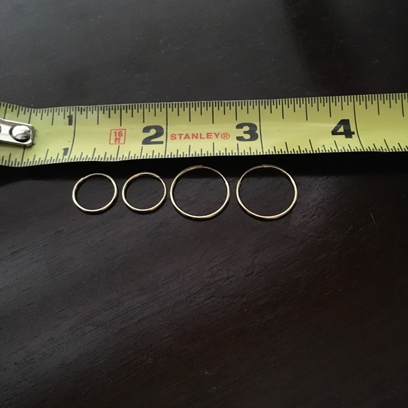 Solid 14K Gold Endless Hoops 15mm - Picture 7 of 8